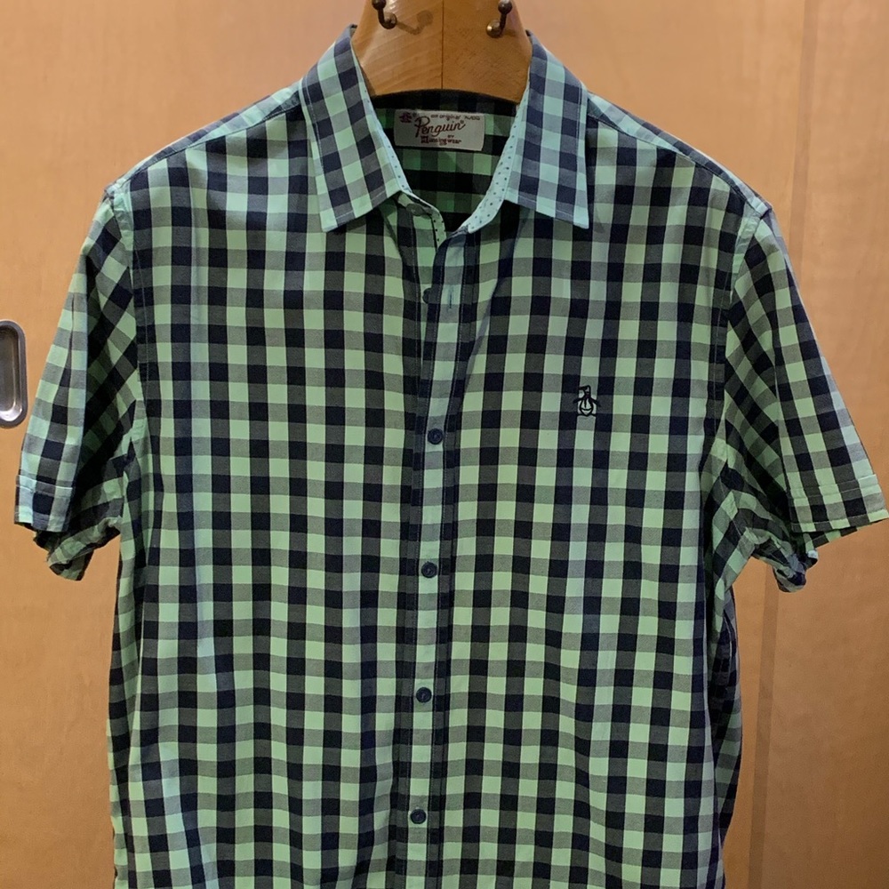 Penguin short sleeve plaid shirt.